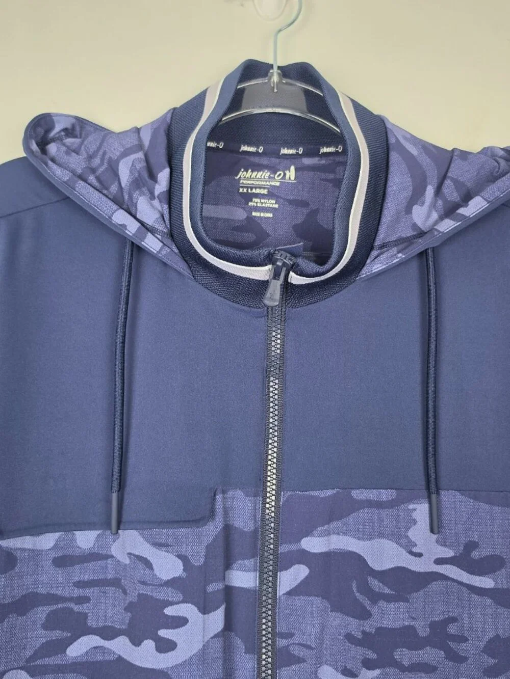 Johnnie-O Callahan Hooded Performance Camo Jacket Nylon Navy Blue Size XXL